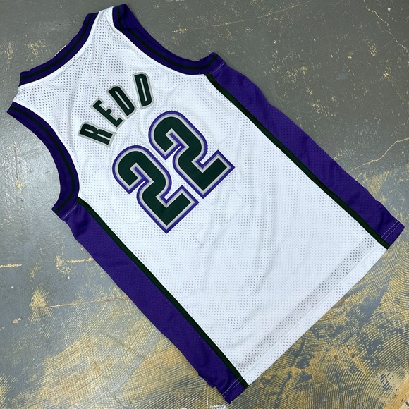Reebok Michael Redd Milwaukee Bucks Jersey White Purple 22 Swingman NBA Stitched - Picture 2 of 10